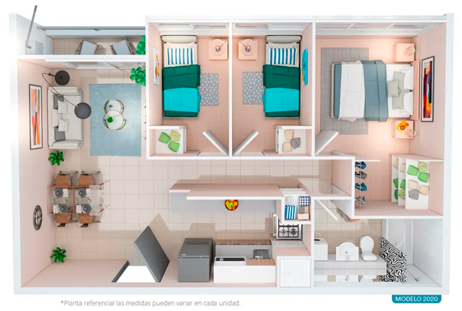 venta de departamento con 3 dormitorios y 1 baño en plaza cervantes de la cisterna
